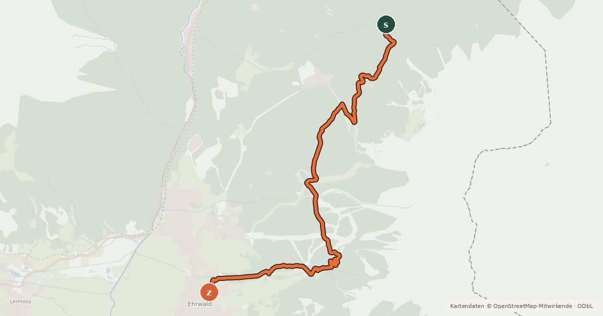 Kartenübersicht der Radroute Höhenweg Ehrwald