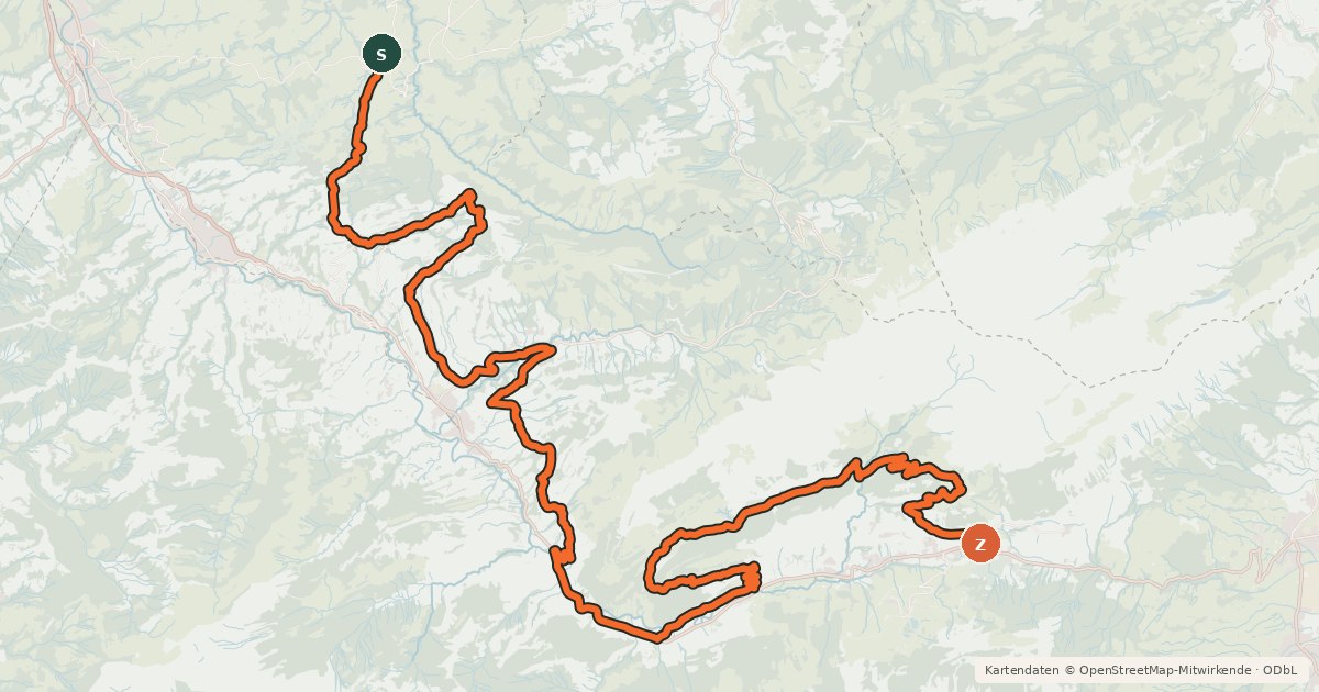 Kartenübersicht der Radroute Hörnli Bike - Etappe 3