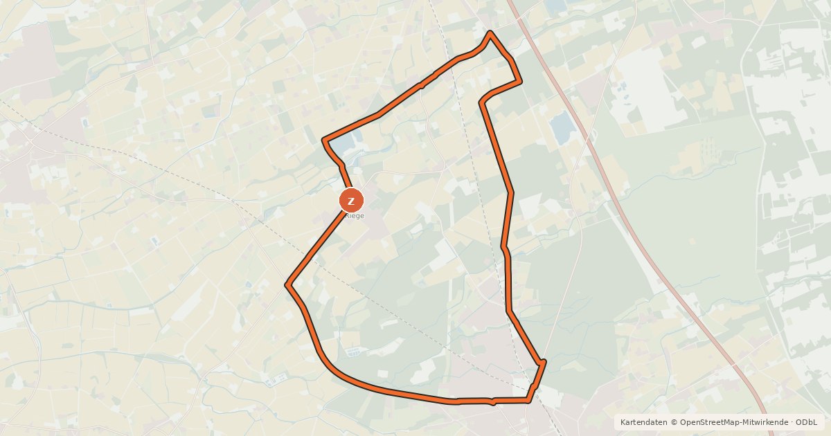 Kartenübersicht der Radroute Hövelhof Radroute Hö6 (Riege/Hövelriege)
