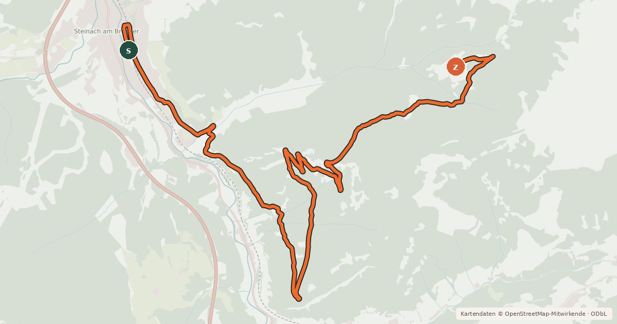 Kartenübersicht der Radroute Hoferalm