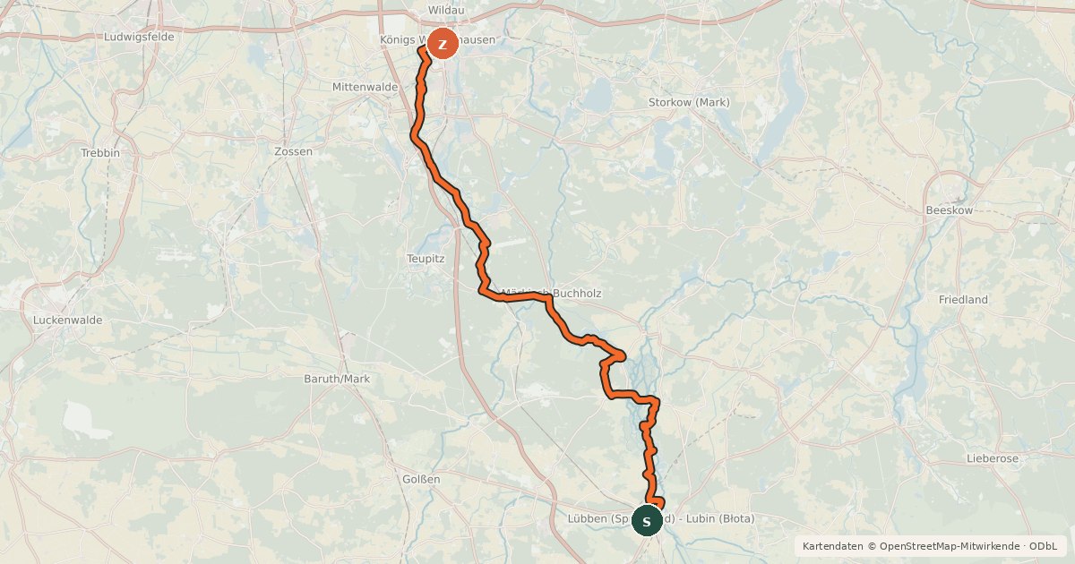 Kartenübersicht der Radroute Hofjagdweg