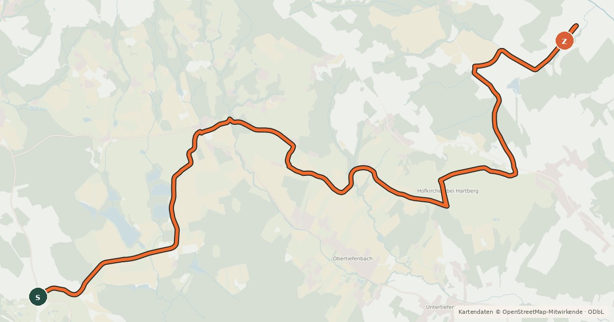 Kartenübersicht der Radroute Hofkirchentour
