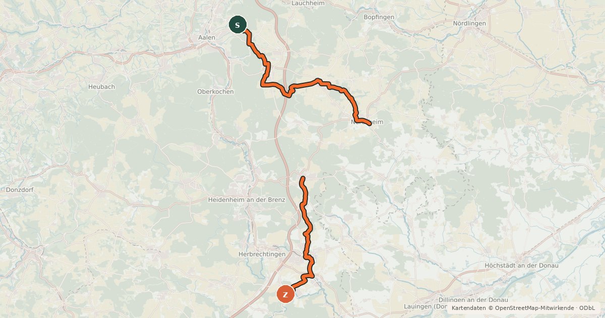 Kartenübersicht der Radroute Hohenlohe-Ostalb-Weg Härtfeld-Schleife
