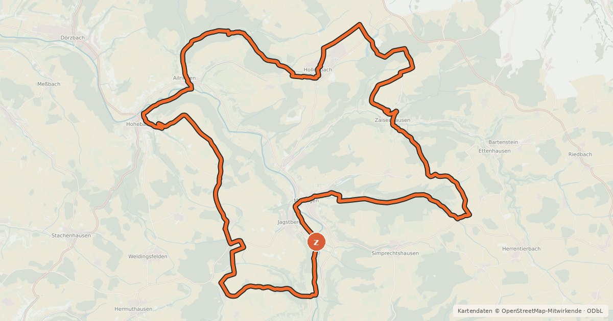 Kartenübersicht der Radroute Hohenloher Land Tour