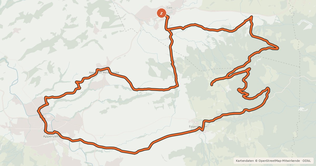 Kartenübersicht der Radroute Hoher Hirschberg-Route