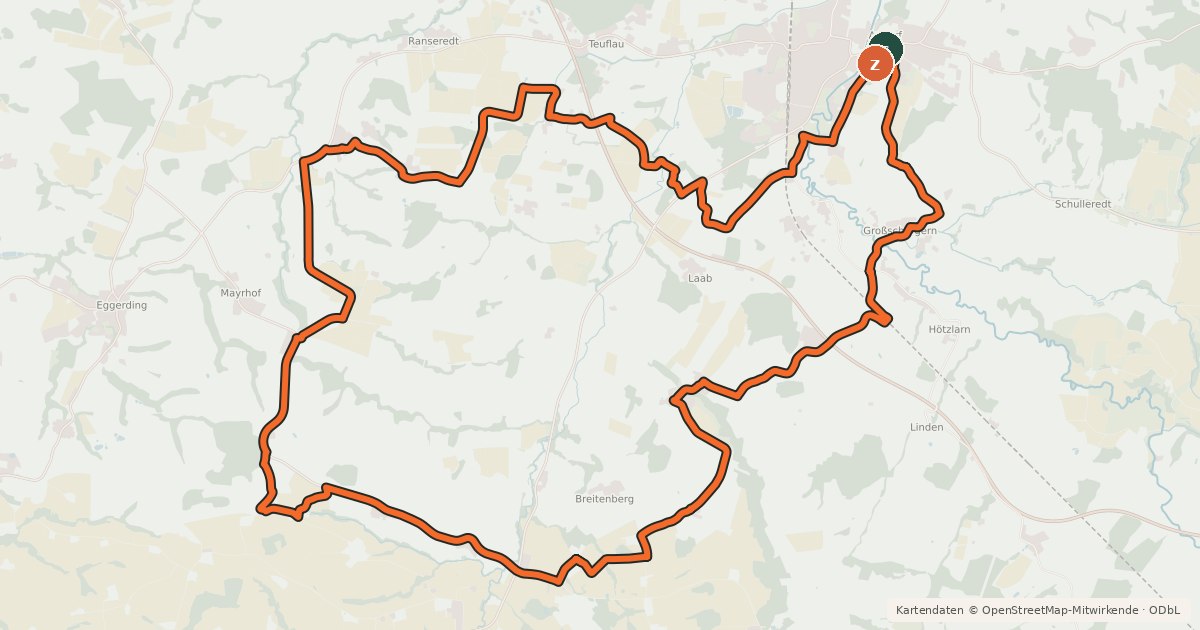 Kartenübersicht der Radroute Hoher Schacher Runde