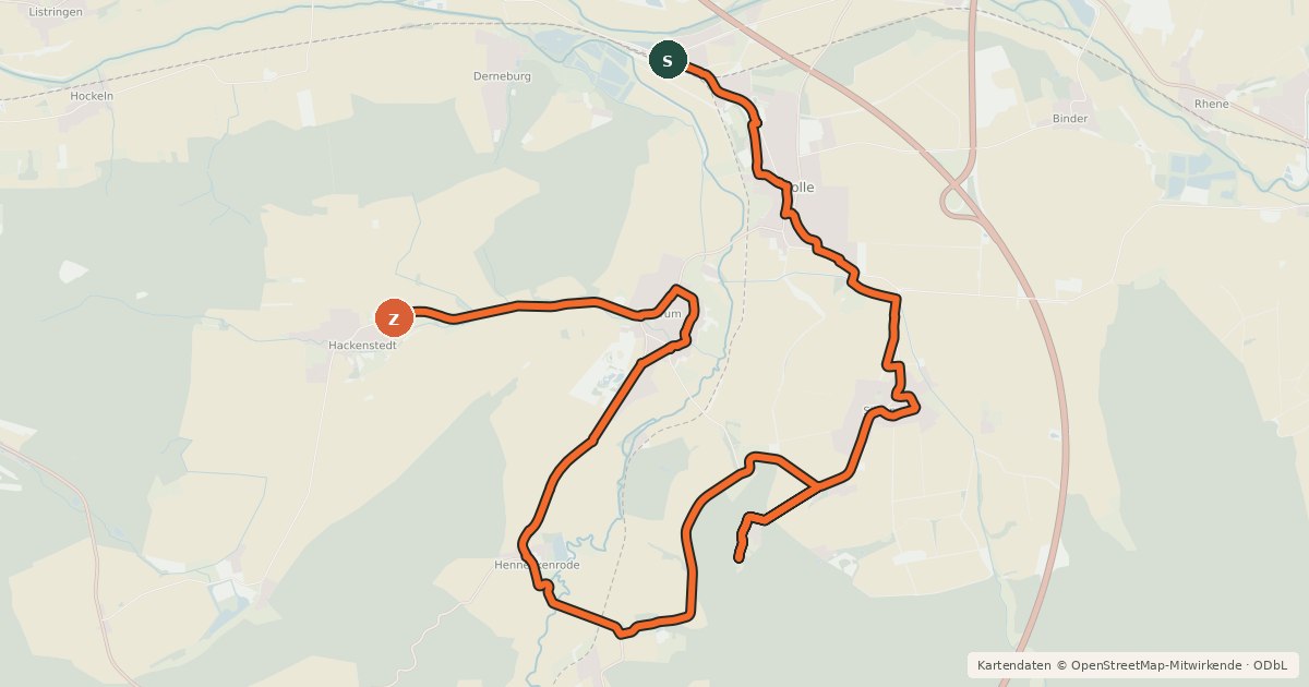 Kartenübersicht der Radroute Holler Kirchradweg