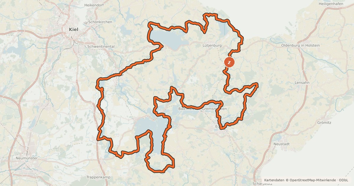 Kartenübersicht der Radroute Holsteinische-Schweiz-Radtour
