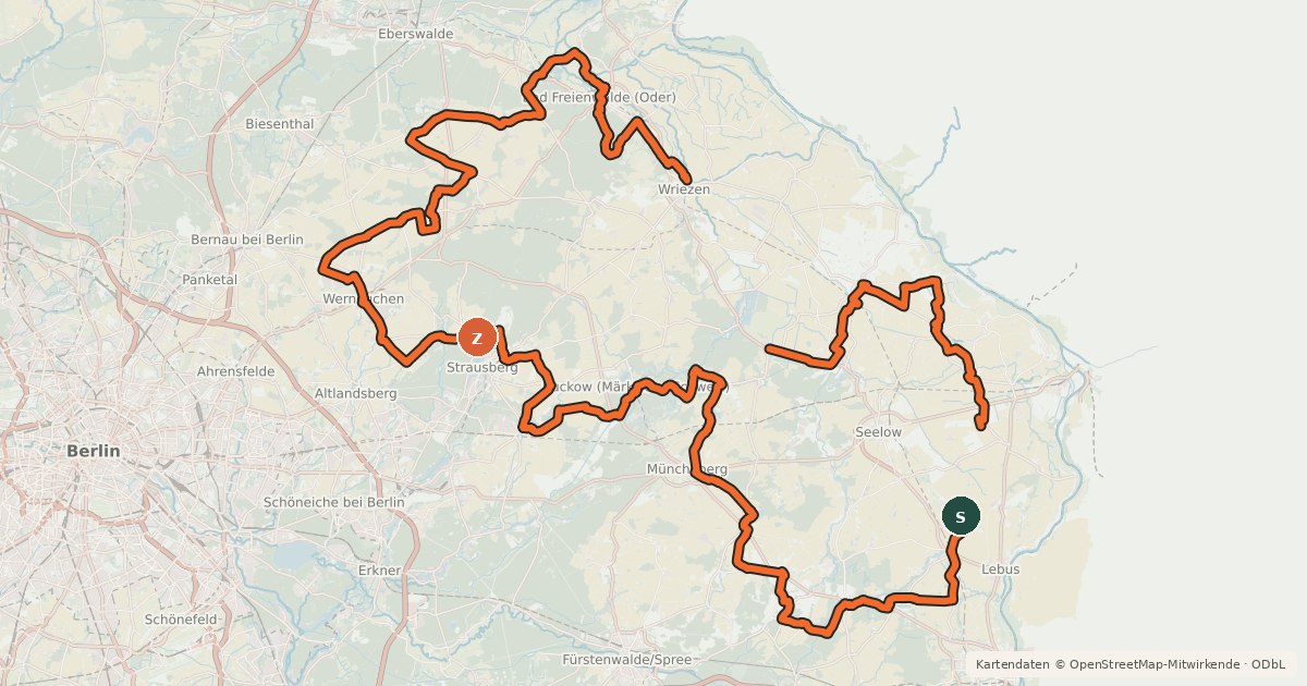 Kartenübersicht der Radroute Holzweg