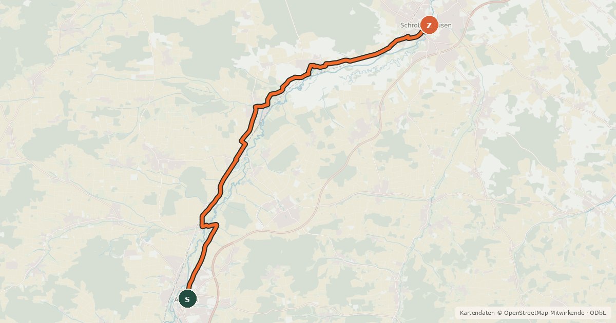 Kartenübersicht der Radroute Hopfenschleife - Wasser-Radlwege Oberbayern - Abschnitt 3