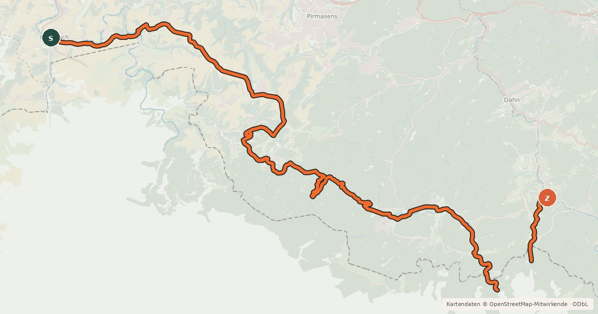 Kartenübersicht der Radroute Hornbach-Fleckenstein Radweg