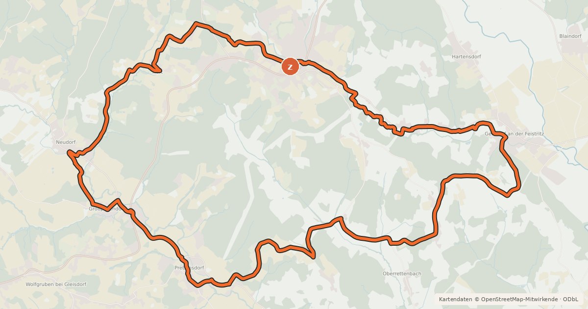 Kartenübersicht der Radroute Hügellandtour