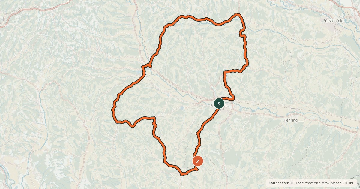 Kartenübersicht der Radroute Hügeltour