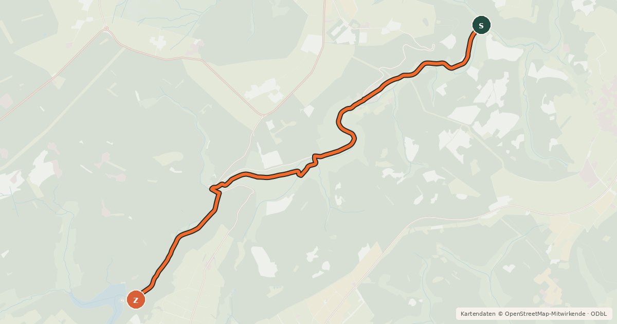 Kartenübersicht der Radroute Hürtgenwald (36) - Simmerath (62)
