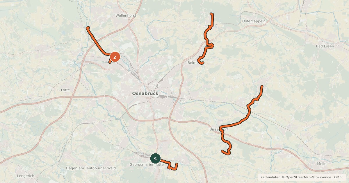 Kartenübersicht der Radroute Hufeisen-Route