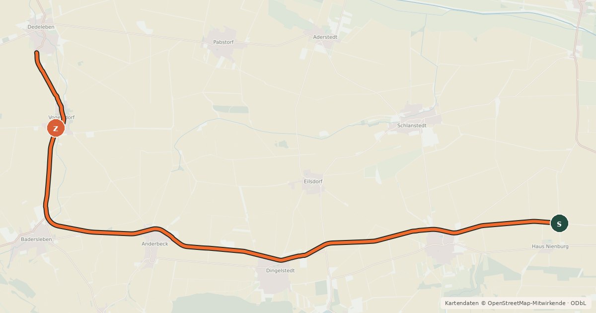 Kartenübersicht der Radroute Huy-Radweg