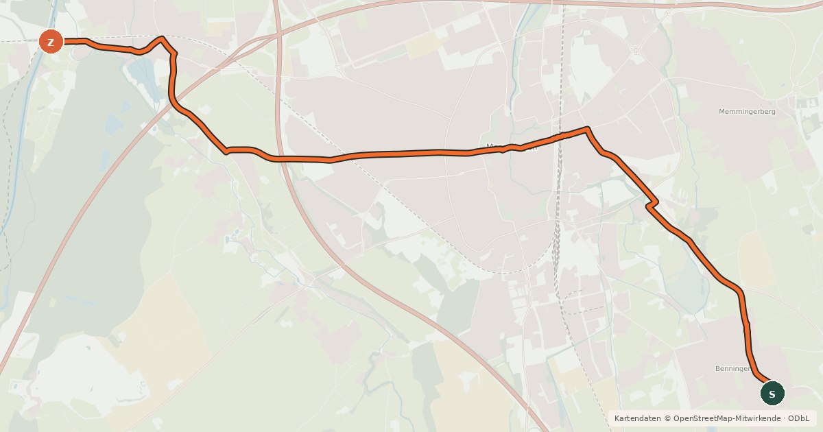 Kartenübersicht der Radroute Iller-Kneipp-Radweg