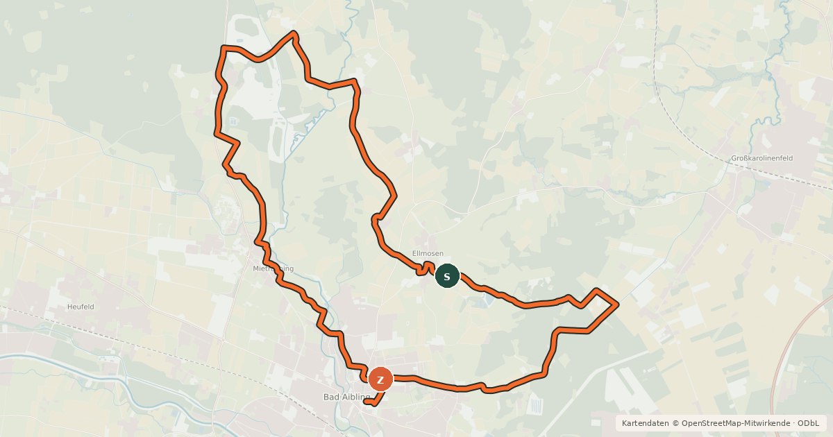 Kartenübersicht der Radroute Innerer Ring