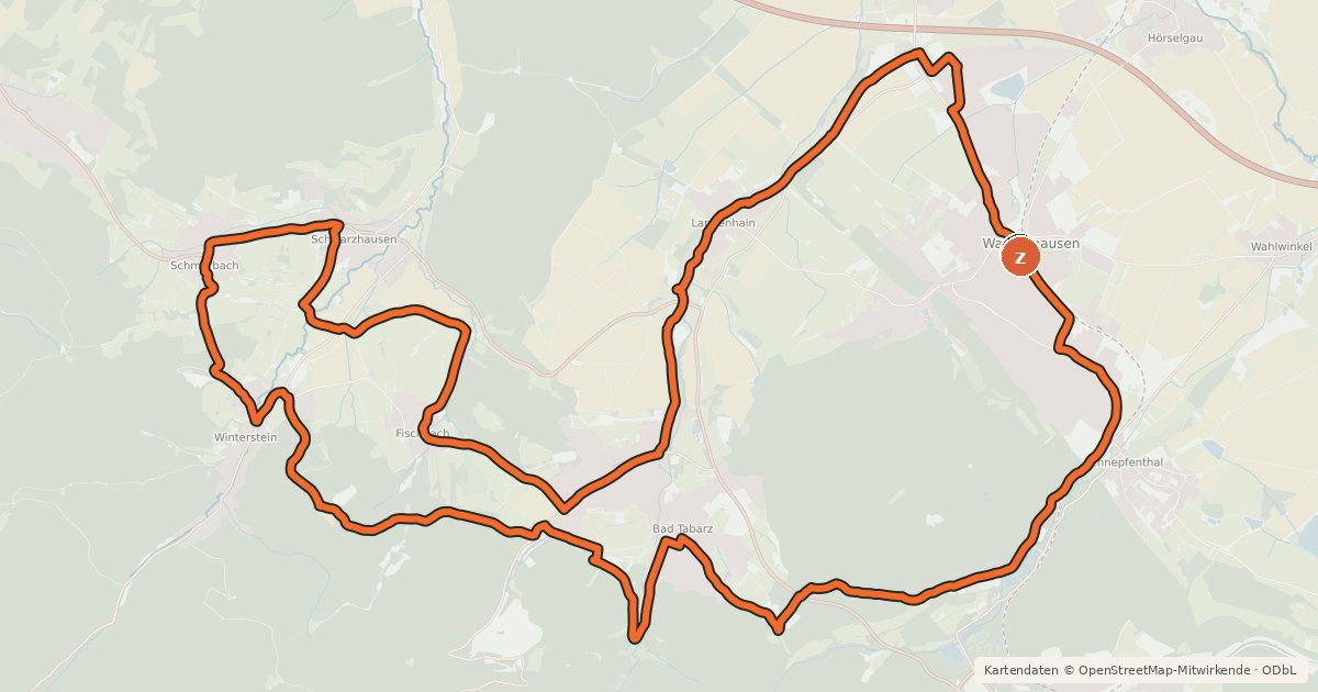 Kartenübersicht der Radroute Inselsberg-Region