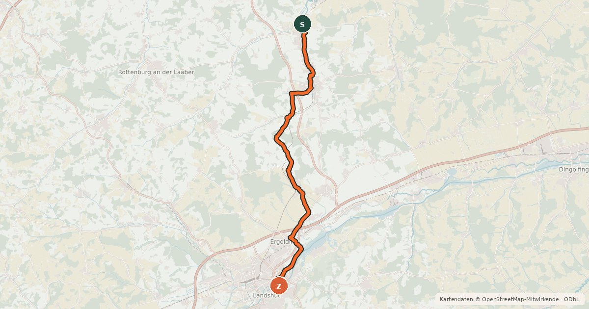 Kartenübersicht der Radroute Isar-Laaber Radweg