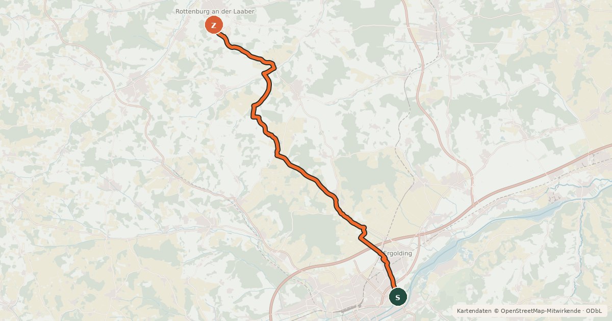 Kartenübersicht der Radroute Isar-Laaber Radweg (West-Route)