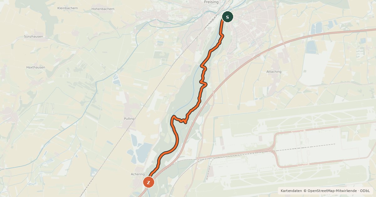 Kartenübersicht der Radroute Isar-Radweg 2