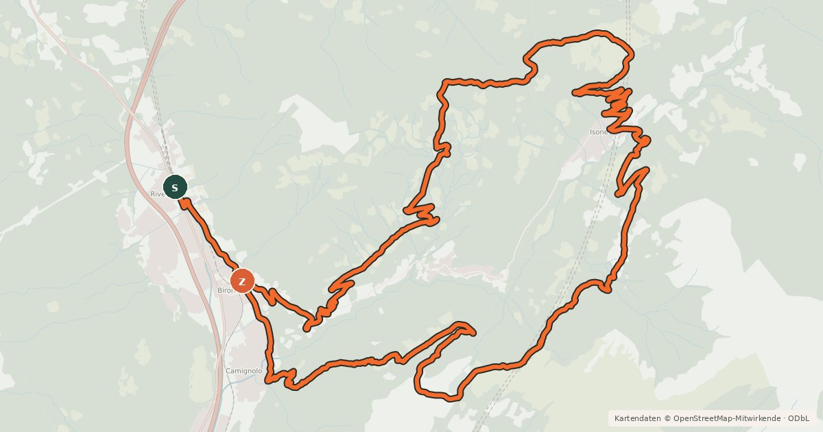 Kartenübersicht der Radroute Isone Bike