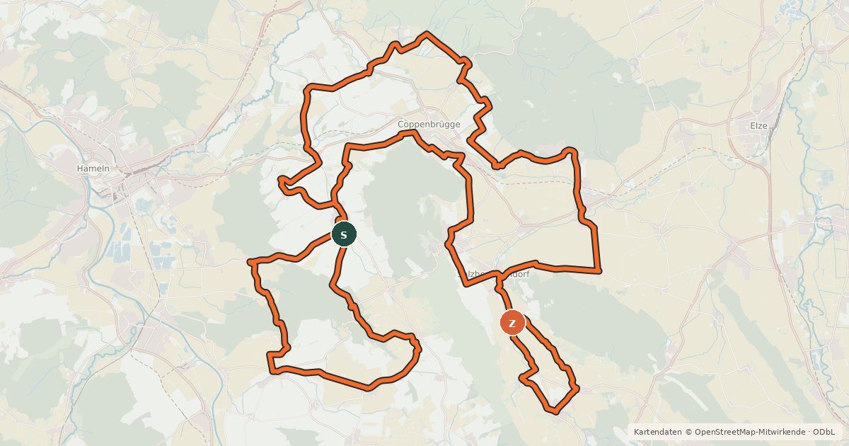 Kartenübersicht der Radroute Ith-Schleife