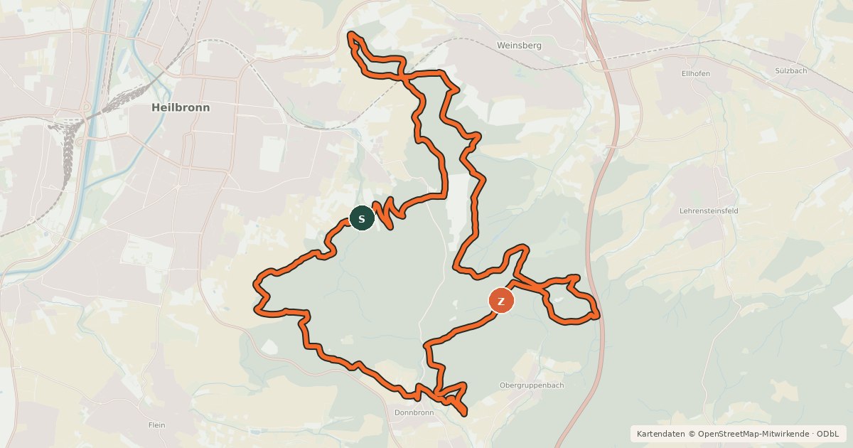 Kartenübersicht der Radroute IVB MTB Tour 1 Stadtwaldrunde