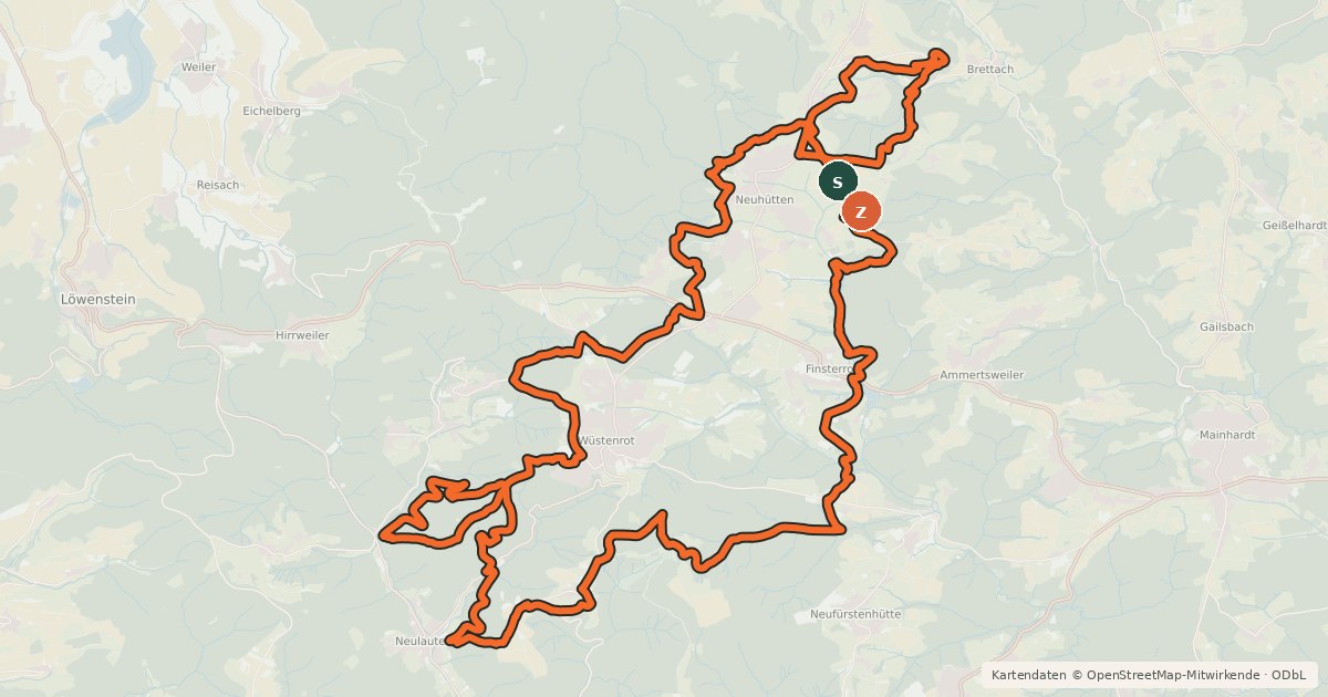 Kartenübersicht der Radroute IVB MTB Tour 5 Hoch Oben