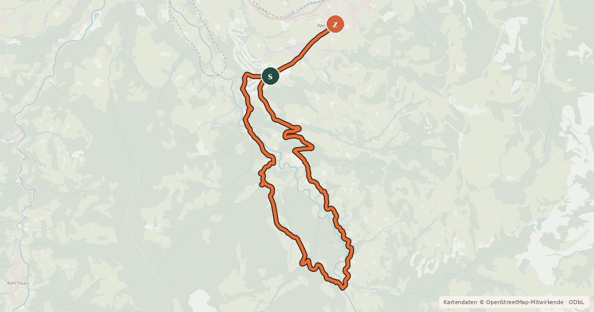 Kartenübersicht der Radroute Jagahäusel-Straubing-Westendorf