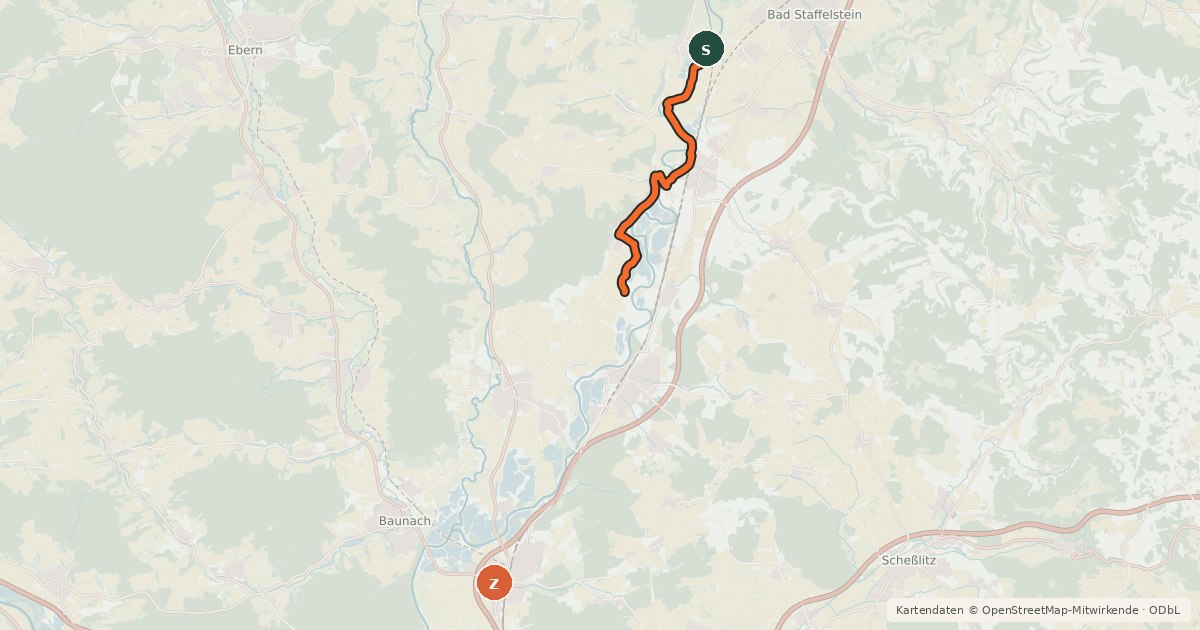Kartenübersicht der Radroute Jakobus Radpilgerweg Kronach - Feuchtwangen