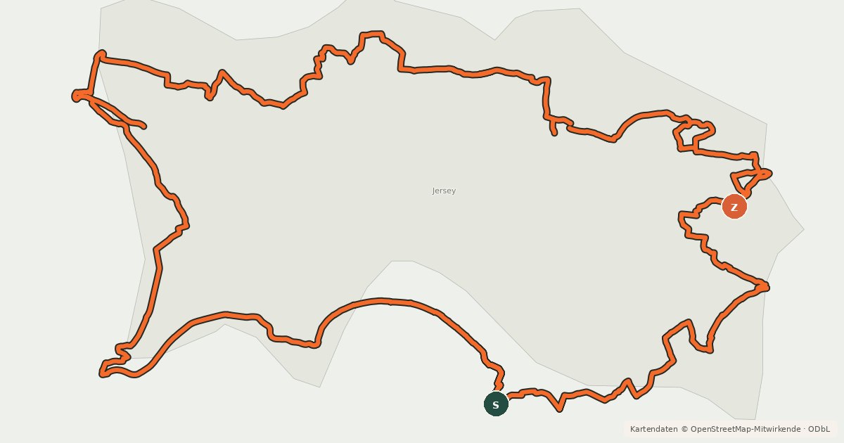 Kartenübersicht der Radroute Jersey Cycle Route 1