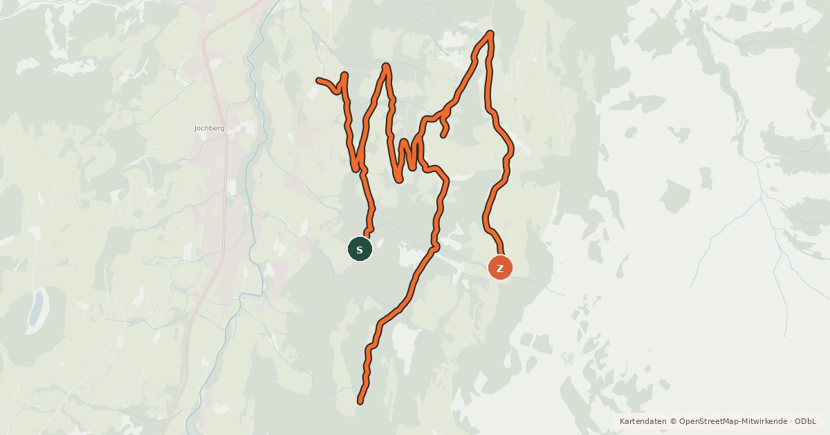 Kartenübersicht der Radroute Jochberg Ost
