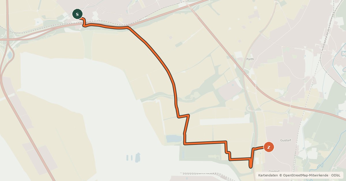 Kartenübersicht der Radroute Jüchen (15) - Grevenbroich (24)