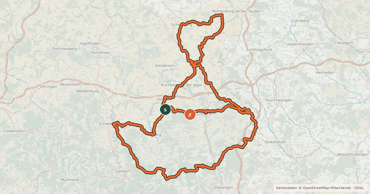 Kartenübersicht der Radroute JuheTour