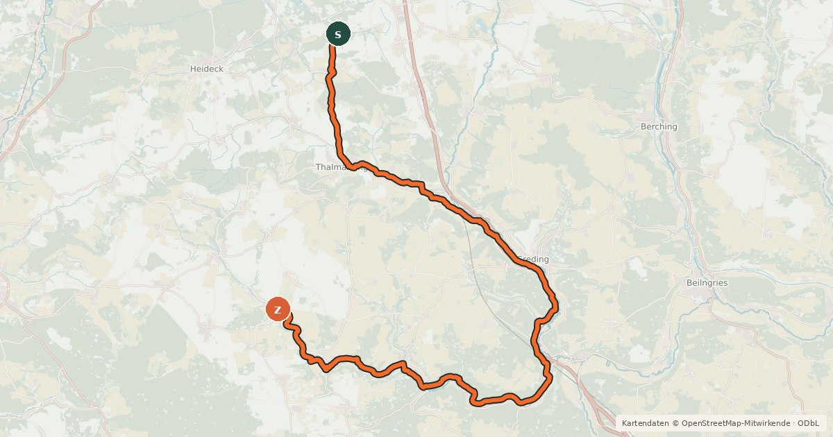 Kartenübersicht der Radroute Jura-Bier-Tour