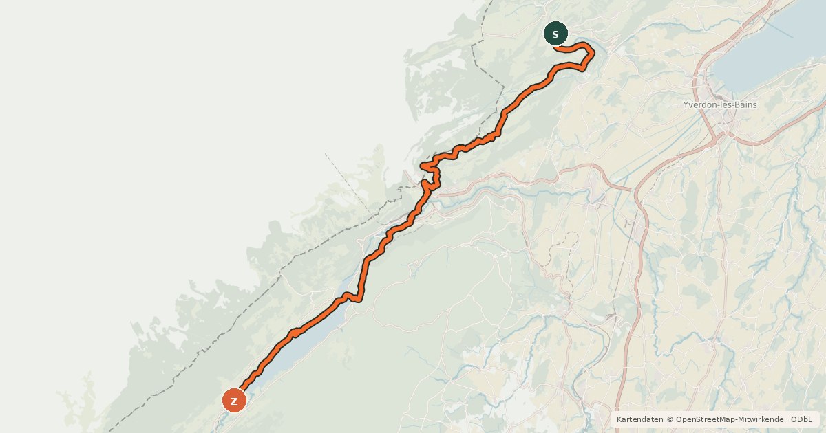 Kartenübersicht der Radroute Jura Bike