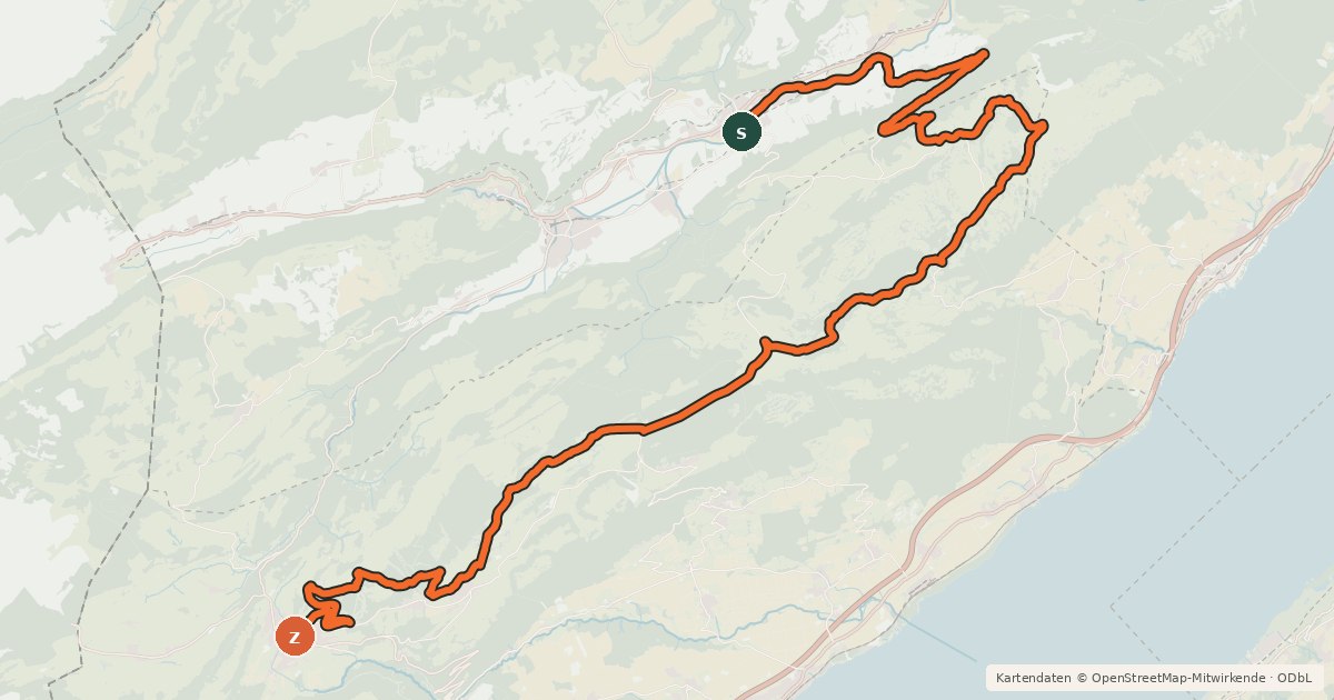 Kartenübersicht der Radroute Jura Bike
