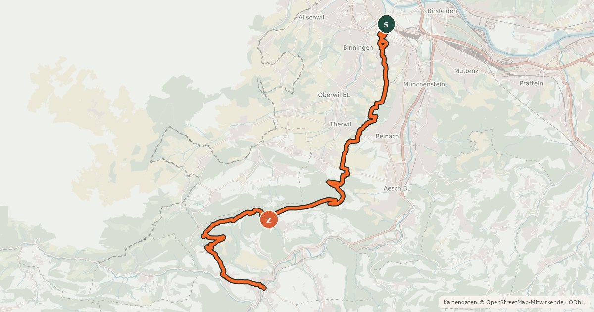 Kartenübersicht der Radroute Jura Bike