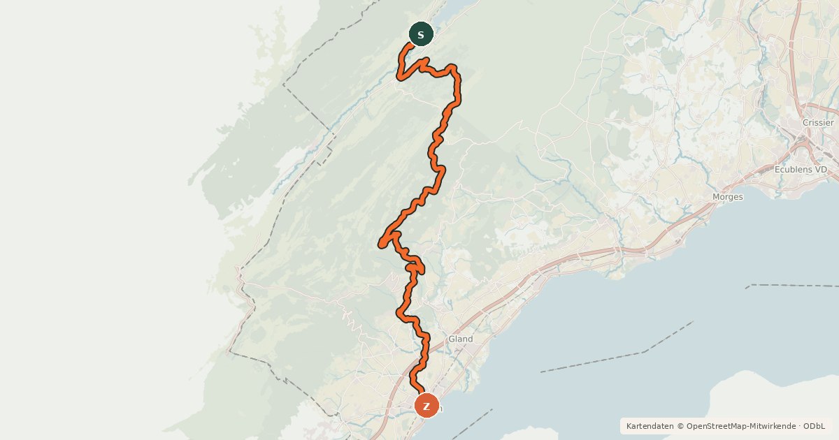 Kartenübersicht der Radroute Jura Bike