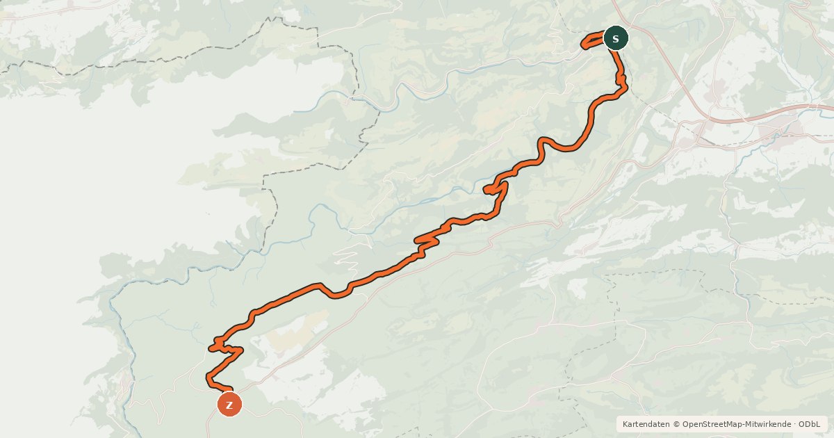 Kartenübersicht der Radroute Jura Bike