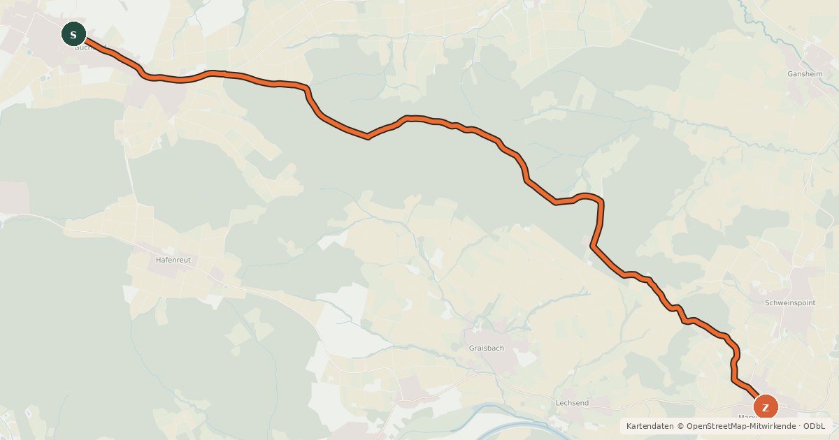 Kartenübersicht der Radroute Jurahochweg