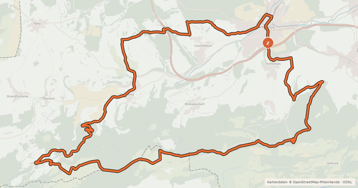 Kartenübersicht der Radroute Jurassic Bike (707)