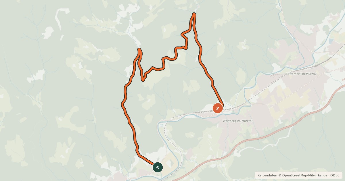 Kartenübersicht der Radroute K5 Aichberg – Scheibsgraben