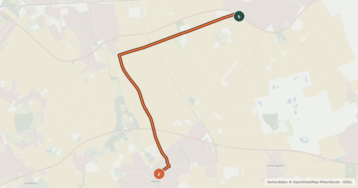 Kartenübersicht der Radroute Kaarst (43) - Korschenbroich (59)