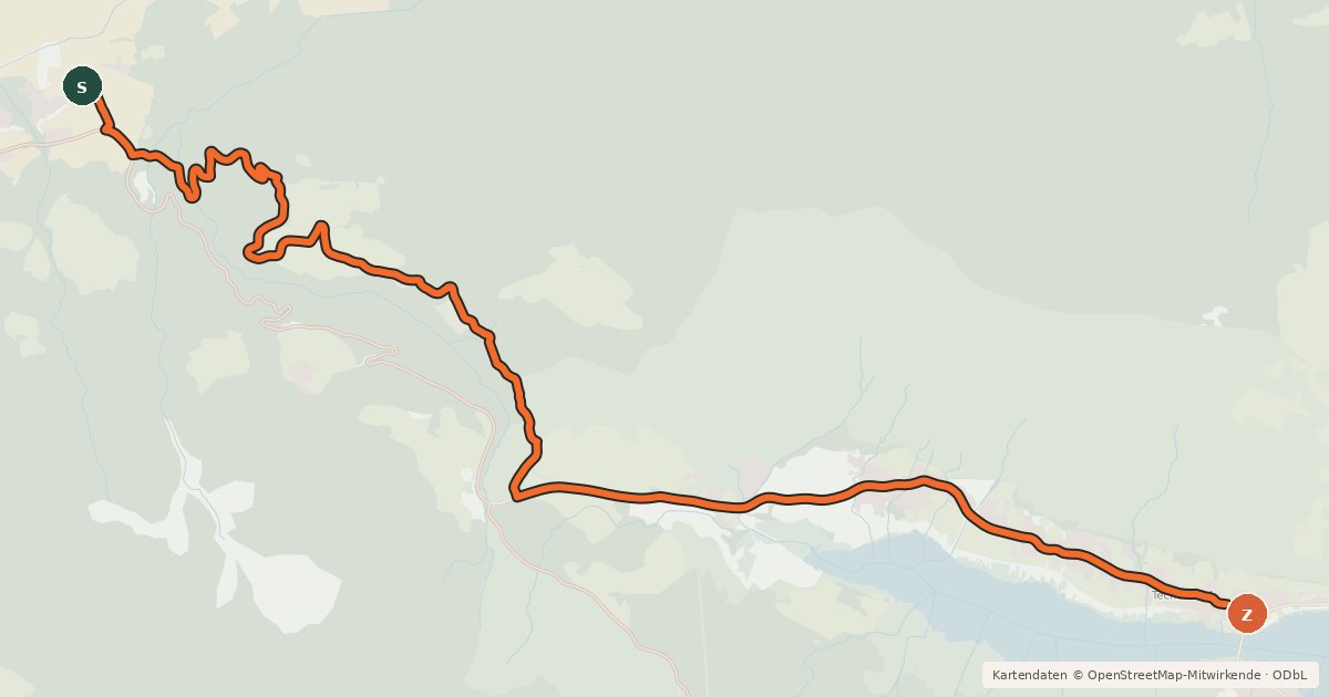 Kartenübersicht der Radroute Kärnten Seen-Schleife