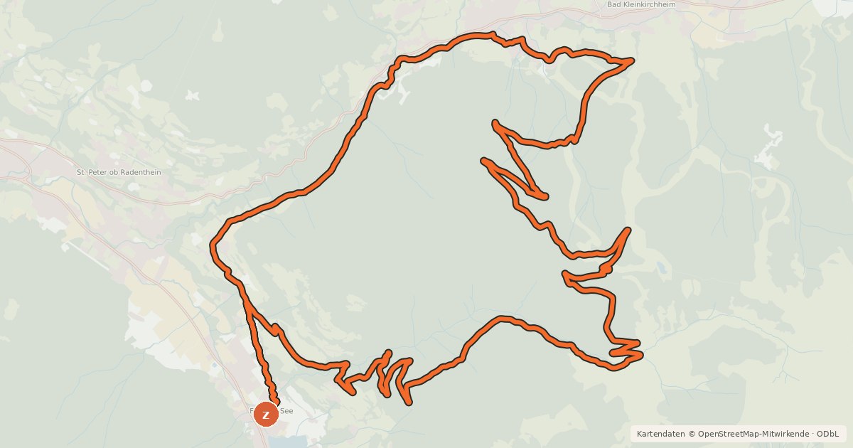 Kartenübersicht der Radroute Kärnten Wasserreich