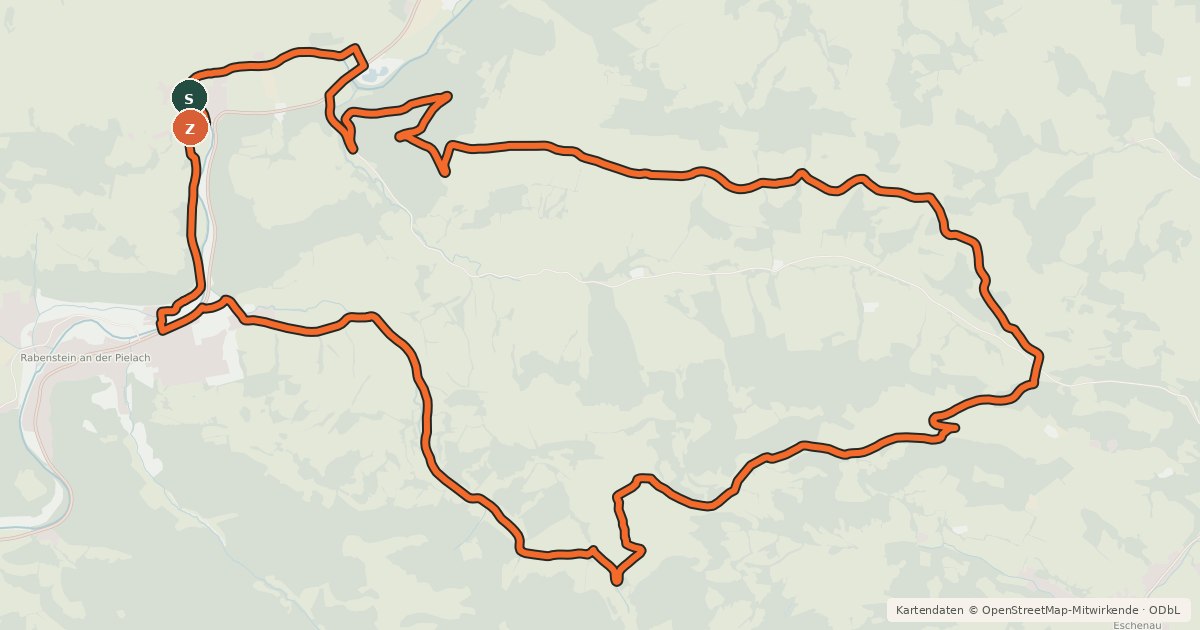 Kartenübersicht der Radroute Kaiserkogel-Strecke