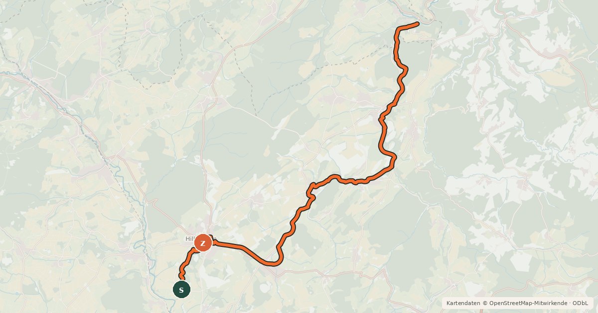 Kartenübersicht der Radroute Kalkeifel-Radweg